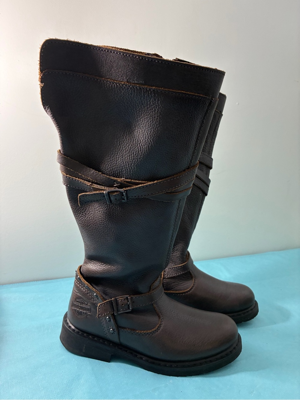 Harley-Davidson Brown Leather Tall Riding Boots #D83660 Size 6